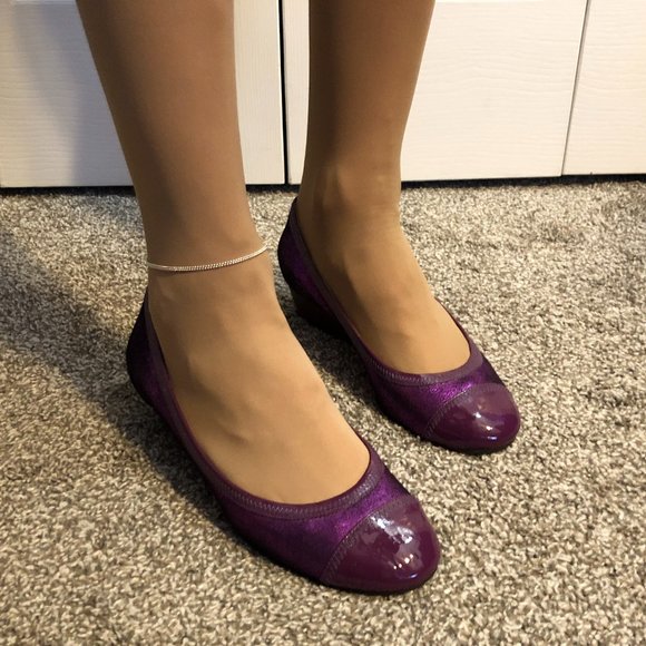 NWT LuLaRoe Jill Purple Skirt with Cole Haan Purple Wedges Size Small and 9.5B - Picture 6 of 12